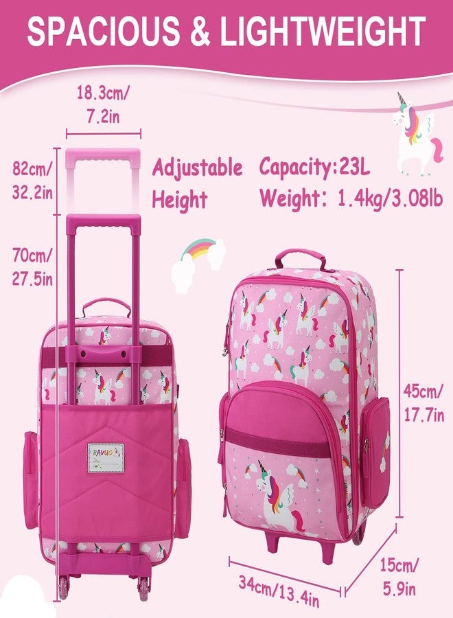 RAVUO Kids Luggage for Girls, Cute Unicorn Rolling Travel Carry on Suitcases with Wheels for Toddler Children - Image 2